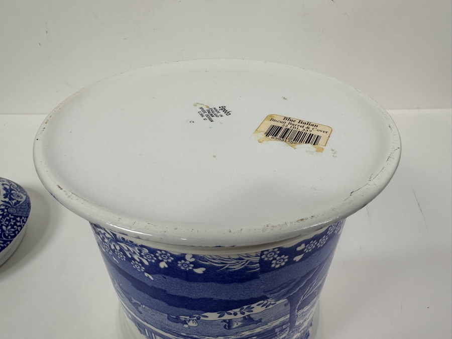 Spode England Blue Italian Biscuit Barrel Jar & Lid [Photo 7]