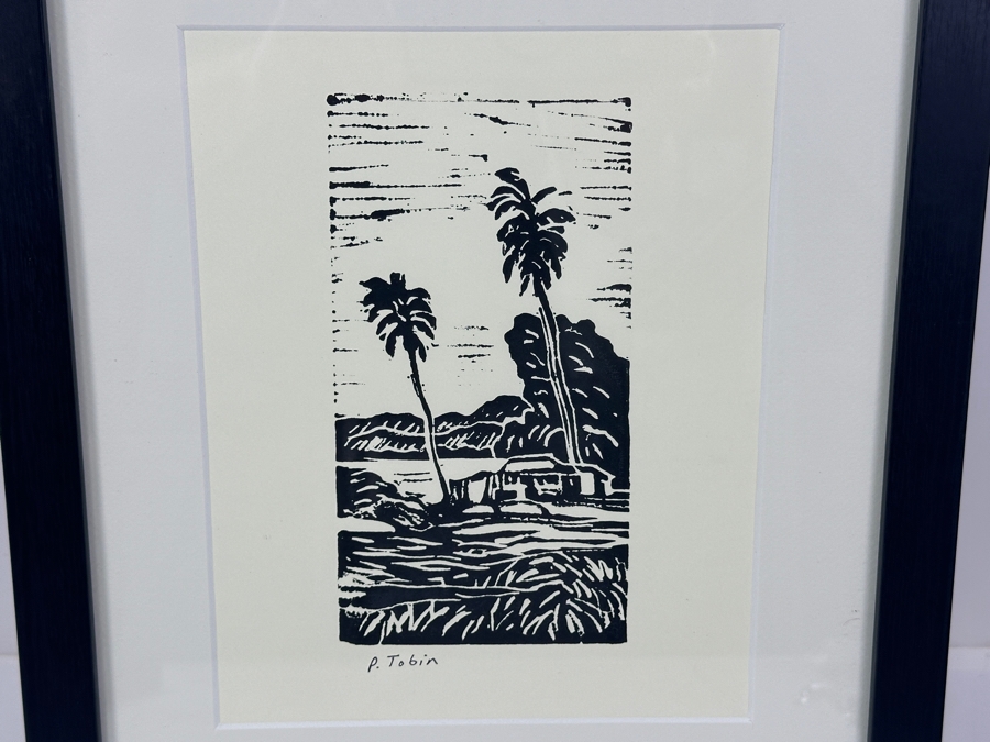 Original Block Print By P. Tobin 11 X 14 Framed