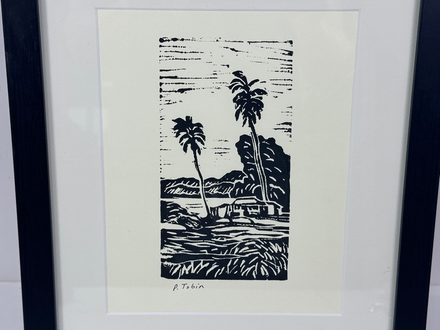 Original Block Print By P. Tobin 11 X 14 Framed [Photo 3]