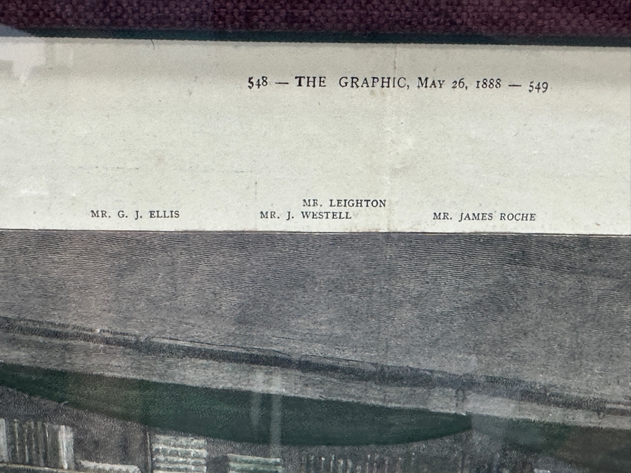 Antique 1888 Engraving Titled 'A Book-Sale At Sotheby's Auction-Room' That Appeared As Centerfold In The Graphic On May 26, 1888 In London Featuring Prominent London Book Dealers 19 X 15 Framed 28.5 X 23 [Photo 13]