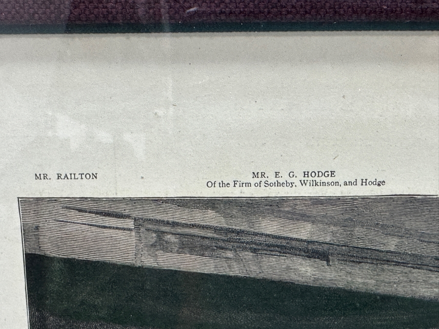 Antique 1888 Engraving Titled 'A Book-Sale At Sotheby's Auction-Room' That Appeared As Centerfold In The Graphic On May 26, 1888 In London Featuring Prominent London Book Dealers 19 X 15 Framed 28.5 X 23 [Photo 12]