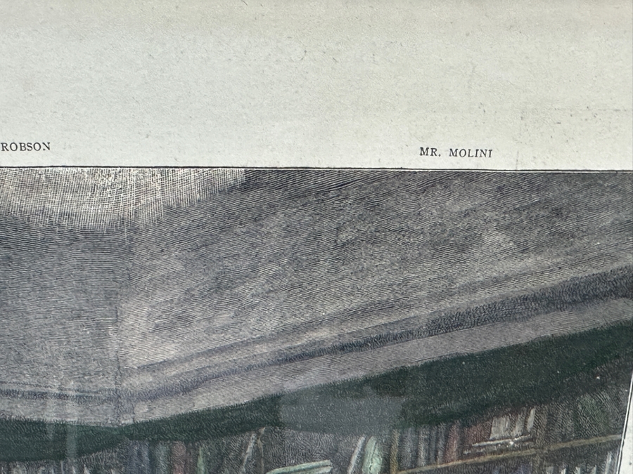 Antique 1888 Engraving Titled 'A Book-Sale At Sotheby's Auction-Room' That Appeared As Centerfold In The Graphic On May 26, 1888 In London Featuring Prominent London Book Dealers 19 X 15 Framed 28.5 X 23 [Photo 14]