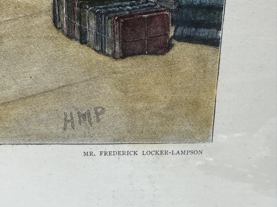 Antique 1888 Engraving Titled 'A Book-Sale At Sotheby's Auction-Room' That Appeared As Centerfold In The Graphic On May 26, 1888 In London Featuring Prominent London Book Dealers 19 X 15 Framed 28.5 X 23 [Photo 15]