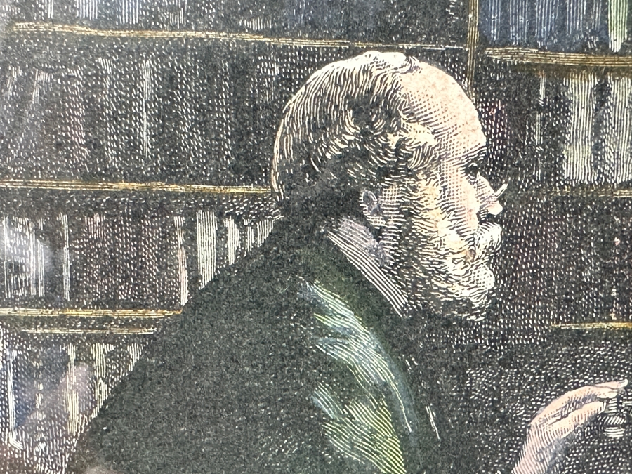 Antique 1888 Engraving Titled 'A Book-Sale At Sotheby's Auction-Room' That Appeared As Centerfold In The Graphic On May 26, 1888 In London Featuring Prominent London Book Dealers 19 X 15 Framed 28.5 X 23 [Photo 21]