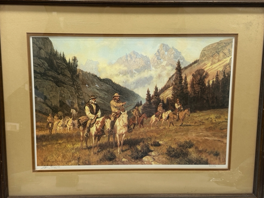Hand Signed Limited Edition Gary Kapp Print Titled 'Hunting Party From Jackson Hole' 20 X 14 Framed 29 X 22 [Photo 2]