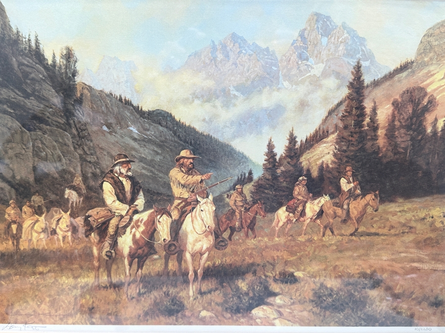 Hand Signed Limited Edition Gary Kapp Print Titled 'Hunting Party From Jackson Hole' 20 X 14 Framed 29 X 22 [Photo 5]