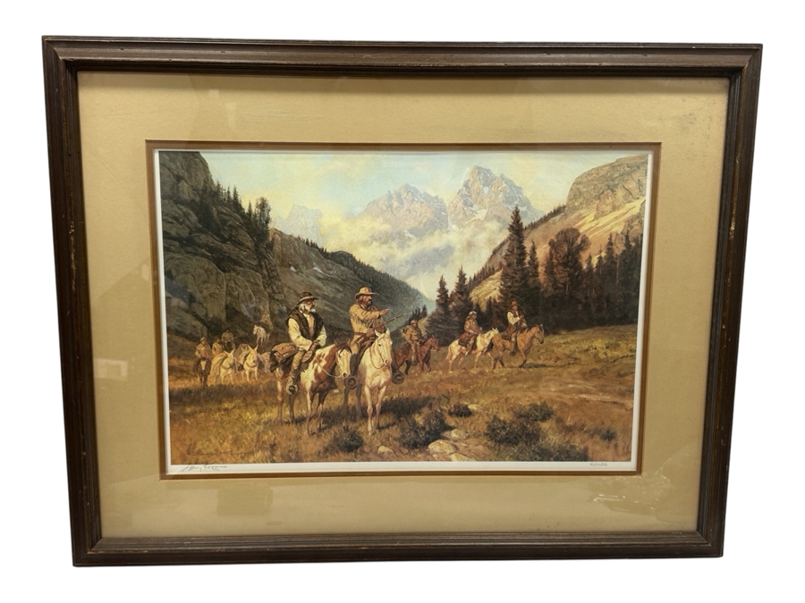 Hand Signed Limited Edition Gary Kapp Print Titled 'Hunting Party From Jackson Hole' 20 X 14 Framed 29 X 22 [Photo 3]