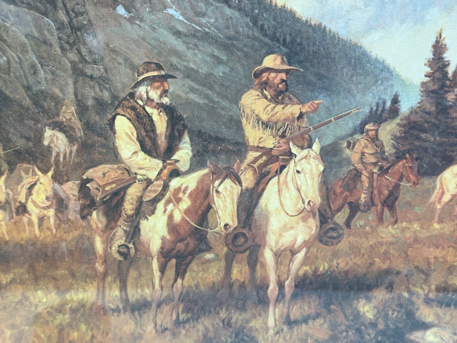 Hand Signed Limited Edition Gary Kapp Print Titled 'Hunting Party From Jackson Hole' 20 X 14 Framed 29 X 22 [Photo 4]