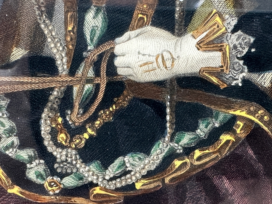 Set Of Three Antique Engravings Of English Queens: Queen Elizabeth At Tilbury Fort, Catherine Of Aragon Queen To Henry 6th And Katherine Of Valois Queen To Henry 5th - Each Measures 6 X 8.5 - Frame Measures 26.5 X 15 [Photo 18]