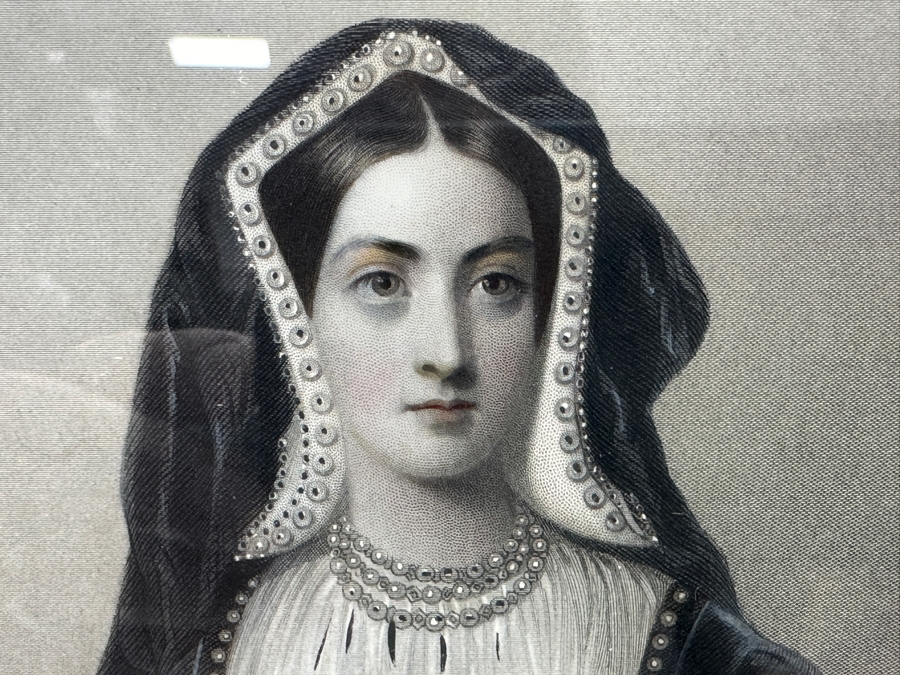 Set Of Three Antique Engravings Of English Queens: Queen Elizabeth At Tilbury Fort, Catherine Of Aragon Queen To Henry 6th And Katherine Of Valois Queen To Henry 5th - Each Measures 6 X 8.5 - Frame Measures 26.5 X 15 [Photo 17]