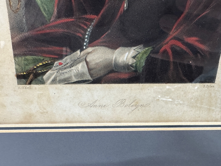 Set Of Three Antique Engravings Of English Queens: Mary The First Of England, Katherine Parr 6th Queen Of Henry 8th And Anne Boleyn - Each Measures 6 X 8.5 - Frame Measures 26.5 X 15 [Photo 12]