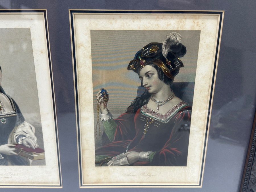 Set Of Three Antique Engravings Of English Queens: Mary The First Of England, Katherine Parr 6th Queen Of Henry 8th And Anne Boleyn - Each Measures 6 X 8.5 - Frame Measures 26.5 X 15 [Photo 10]