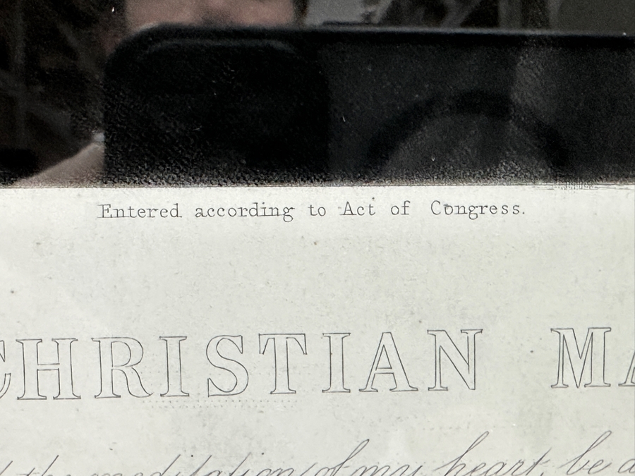 Antique 1861 Engraving By Henry Cousins Based On Painting By H. Merle 'The Christian Maiden' Published By William Schaus New York (Some Water Damage To Top Of Paper) 16 X 20 Framed 26.5 X 35 [Photo 11]