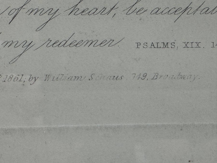 Antique 1861 Engraving By Henry Cousins Based On Painting By H. Merle 'The Christian Maiden' Published By William Schaus New York (Some Water Damage To Top Of Paper) 16 X 20 Framed 26.5 X 35 [Photo 18]