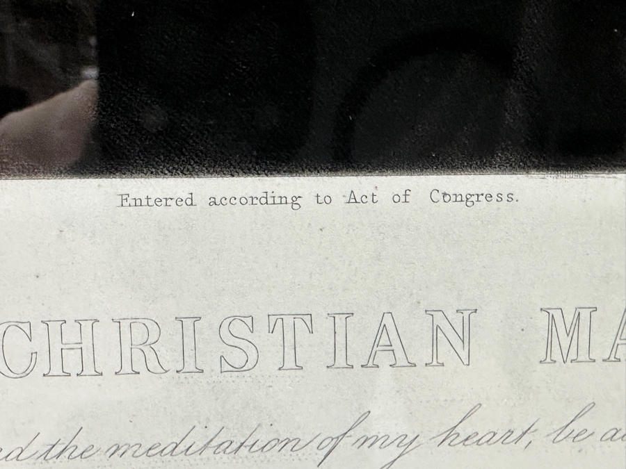 Antique 1861 Engraving By Henry Cousins Based On Painting By H. Merle 'The Christian Maiden' Published By William Schaus New York (Some Water Damage To Top Of Paper) 16 X 20 Framed 26.5 X 35 [Photo 12]