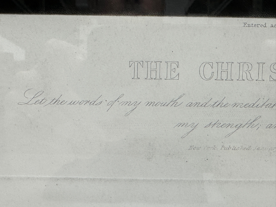 Antique 1861 Engraving By Henry Cousins Based On Painting By H. Merle 'The Christian Maiden' Published By William Schaus New York (Some Water Damage To Top Of Paper) 16 X 20 Framed 26.5 X 35 [Photo 14]