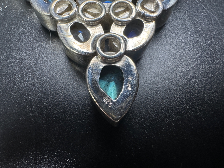 Handmade Sterling Silver Labradorite 18' Statement Necklace 64.8g [Photo 6]