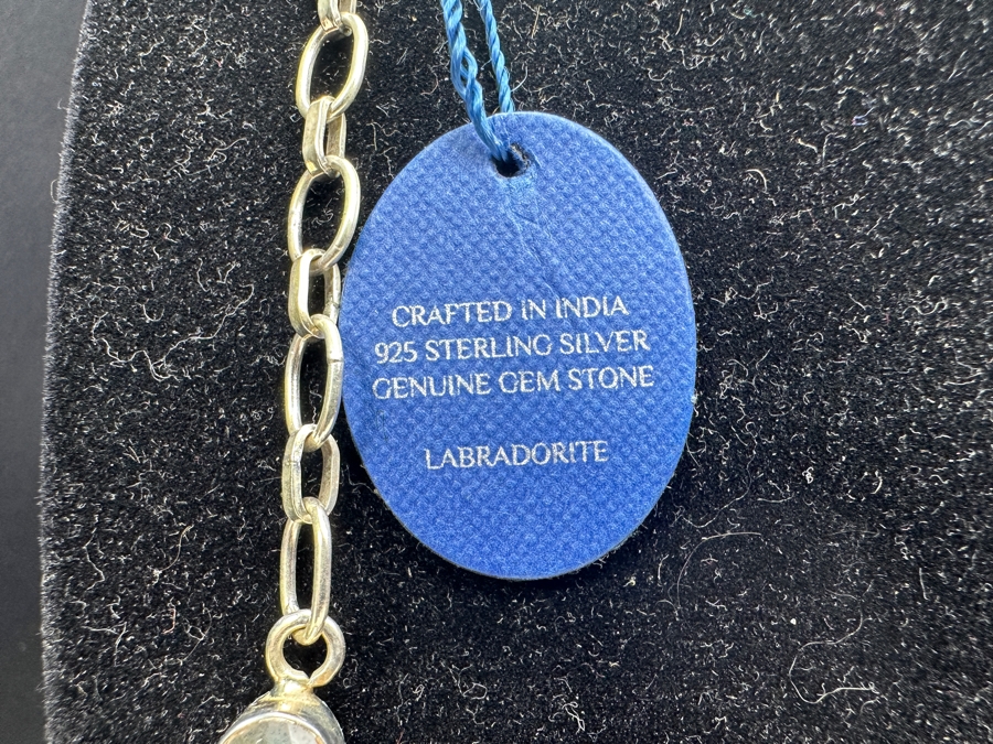 Handmade Sterling Silver Labradorite 18' Statement Necklace 64.8g [Photo 4]