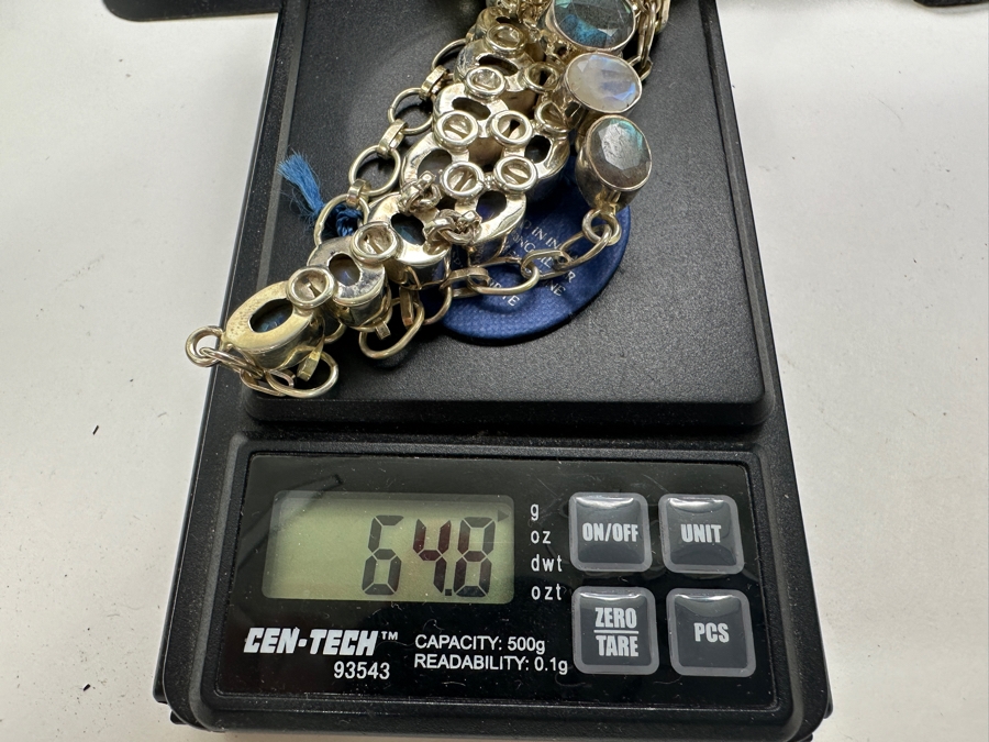 Handmade Sterling Silver Labradorite 18' Statement Necklace 64.8g [Photo 9]