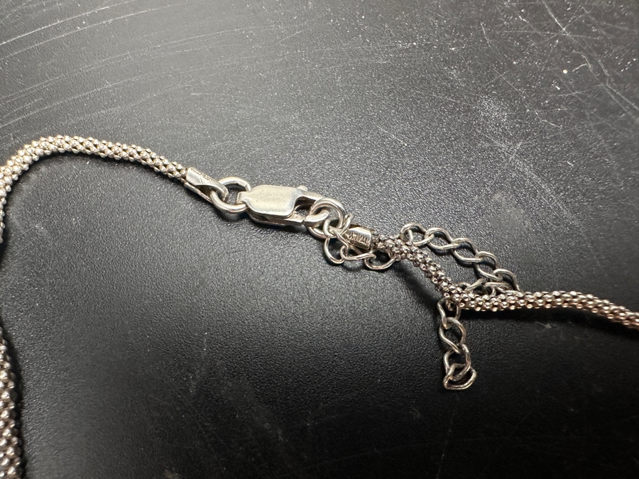 Sterling Silver And Lapis Lazuli Pendant With Sterling Silver 18' Necklace 15.3g [Photo 7]