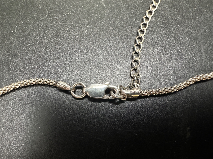 Sterling Silver And Lapis Lazuli Pendant With Sterling Silver 18' Necklace 15.3g [Photo 8]