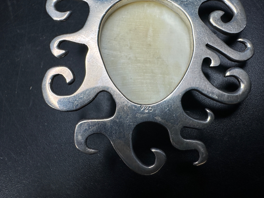 Sterling Silver Carved Pendant With Sterling Silver 32' Necklace 30.6g [Photo 5]