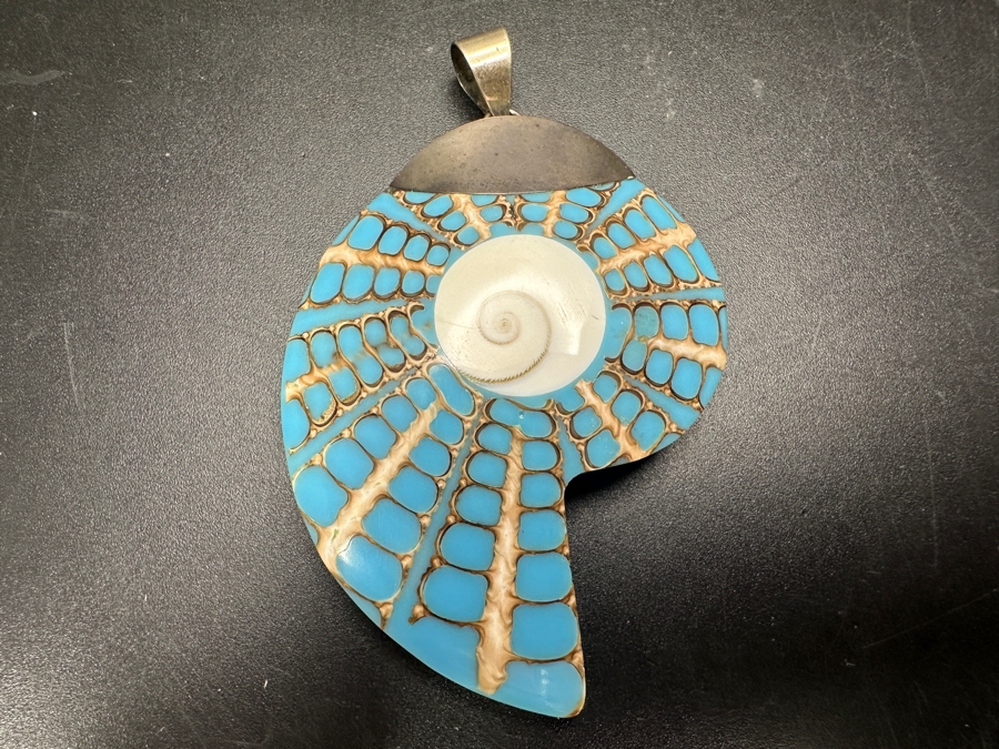 Sterling Silver Pendant With Inlaid Shell 15.1g [Photo 2]