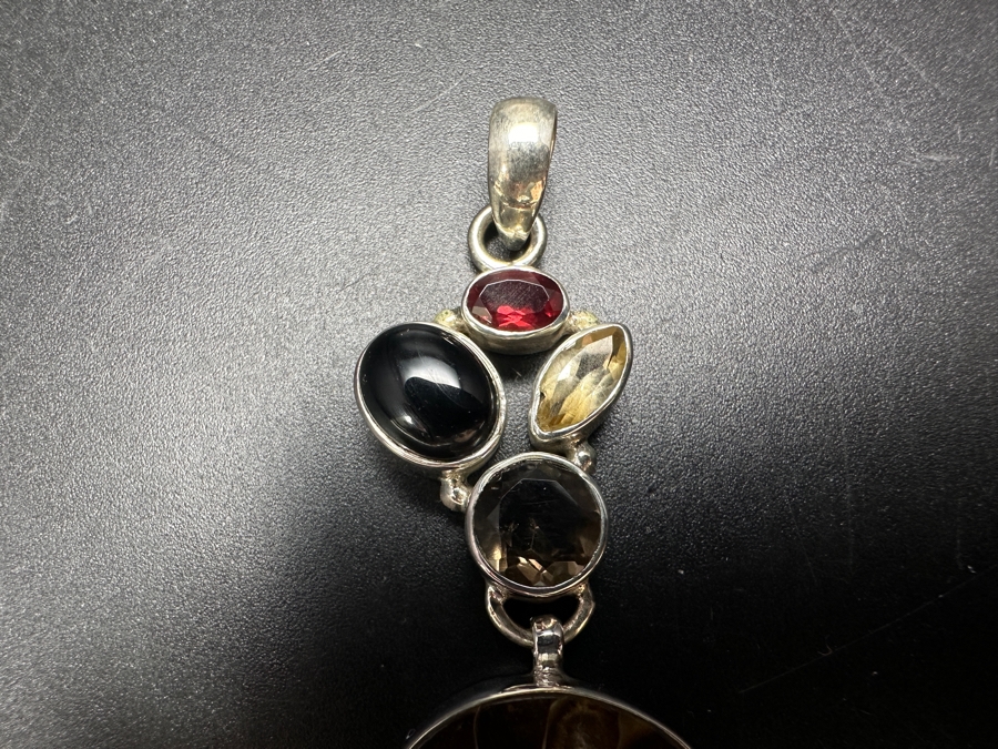 Handmade Sterling Silver Pendant With Ammonite Fossil Shell And Various Stones 12.2g Retails $90 [Photo 5]