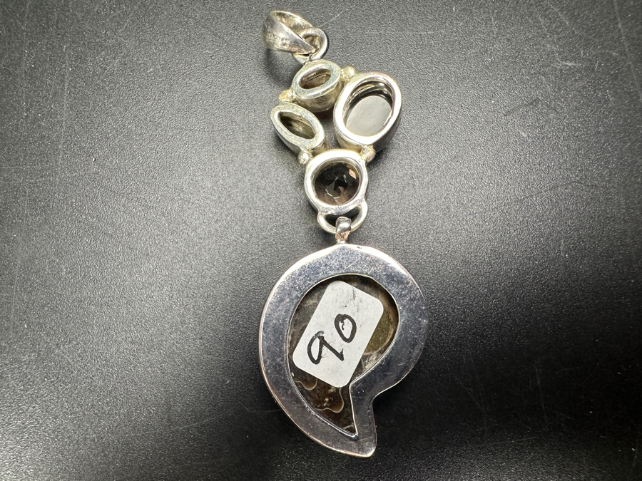 Handmade Sterling Silver Pendant With Ammonite Fossil Shell And Various Stones 12.2g Retails $90 [Photo 6]