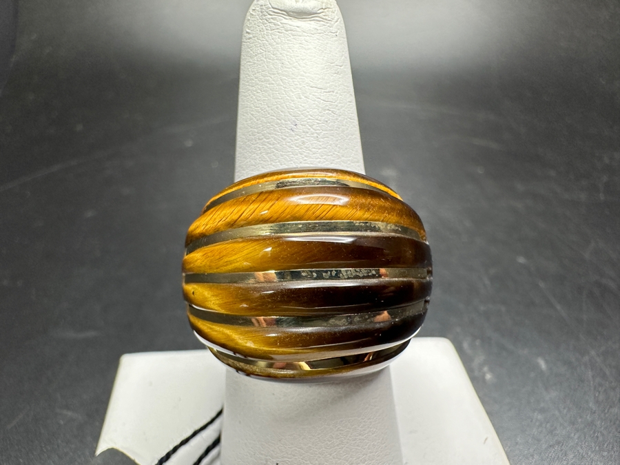 14k Gold Semi-precious Stone Shrimp Ring Size 8 Milor Italy 12.5g [Photo 3]