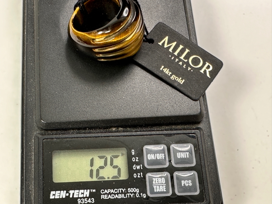 14k Gold Semi-precious Stone Shrimp Ring Size 8 Milor Italy 12.5g [Photo 9]