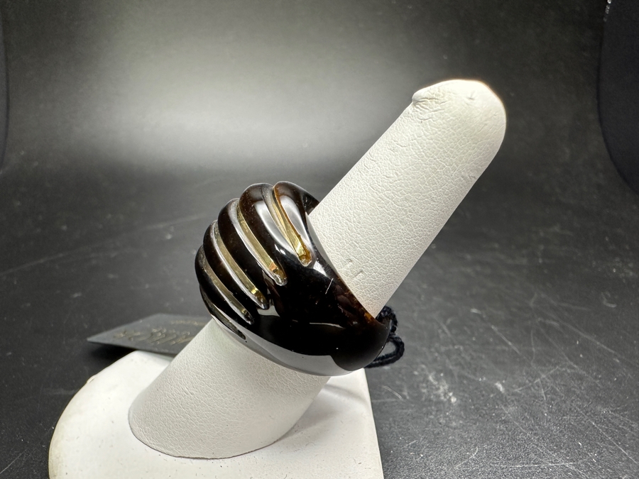 14k Gold Semi-precious Stone Shrimp Ring Size 8 Milor Italy 12.5g [Photo 4]