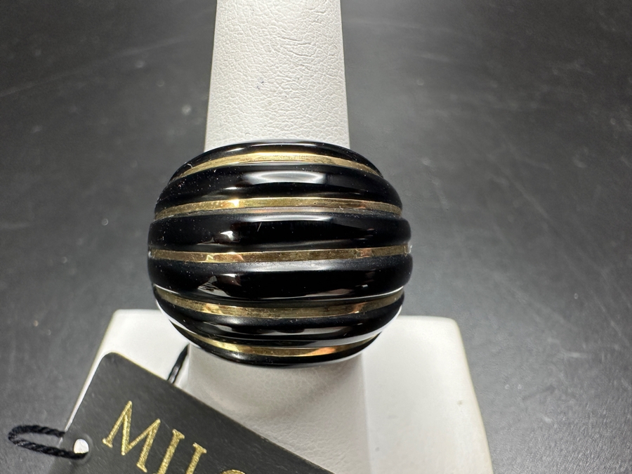 14k Gold Semi-precious Stone Shrimp Ring Size 8 Milor Italy 12.5g [Photo 2]