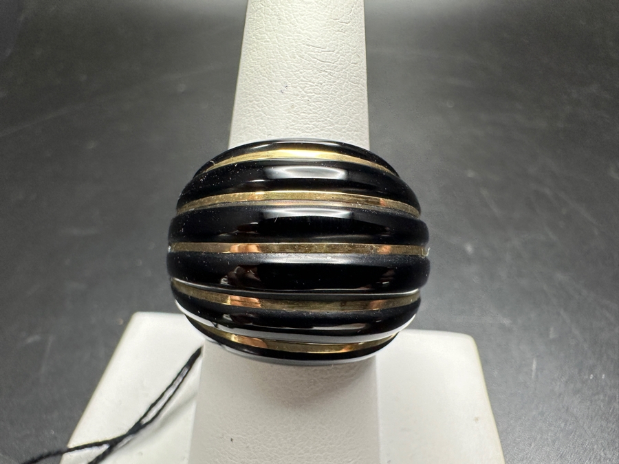 14k Gold Semi-precious Stone Shrimp Ring Size 8 Milor Italy 12.5g [Photo 3]