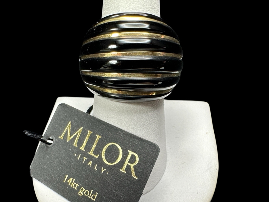 14k Gold Semi-precious Stone Shrimp Ring Size 8 Milor Italy 12.5g [Photo 1]