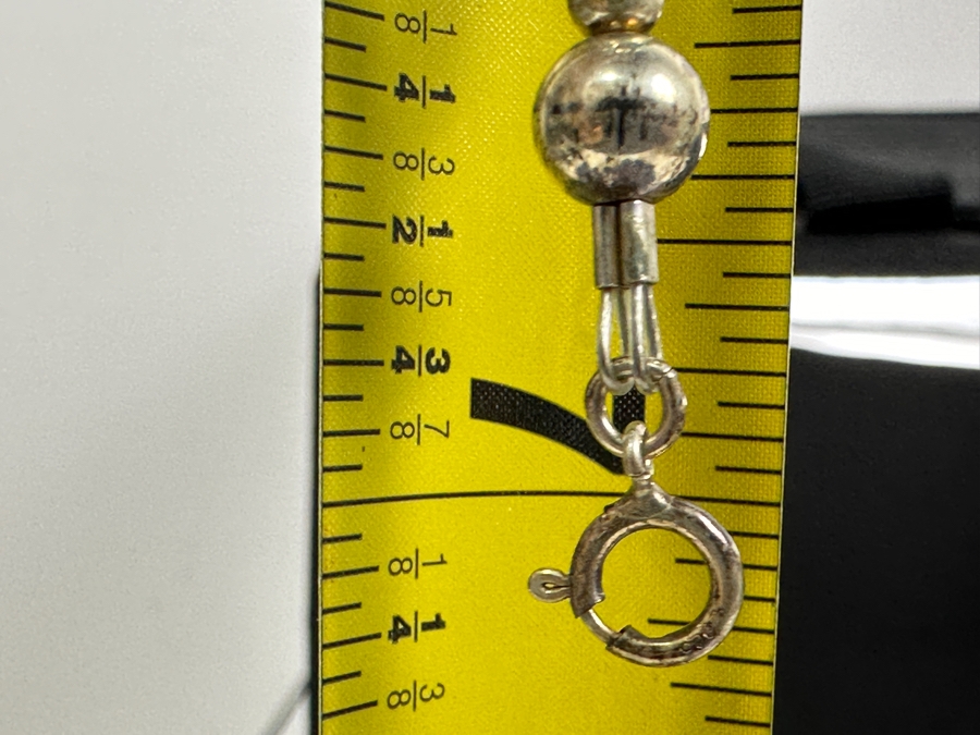 Vintage Sterling Silver And Turquoise 19' Necklace, 7' Bracelet And Ring Size 6.5 Total Weight 78.2g [Photo 12]