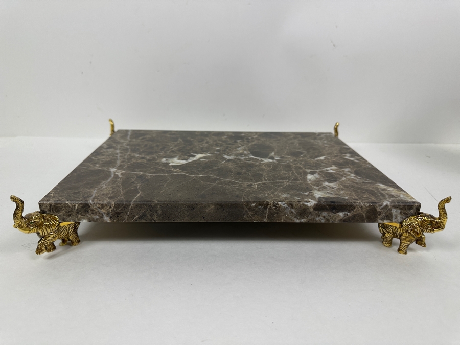 Tabletop Marble Tray With Footed Elephant Feet 13 X 10 [Photo 3]