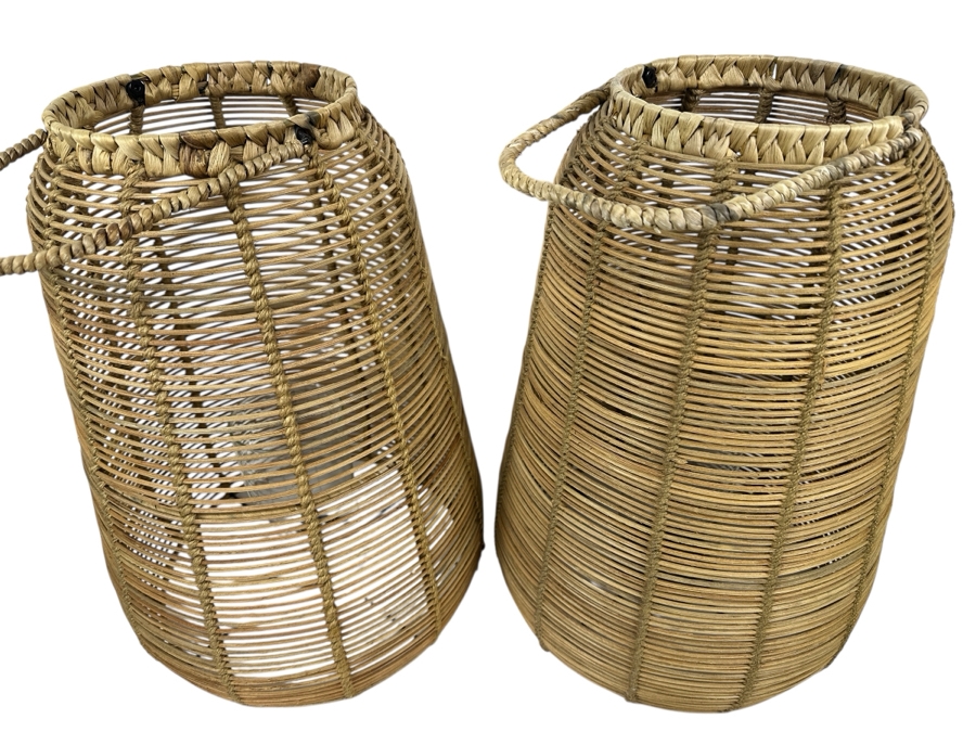 Pair Of Woven Lanterns 19.5'H