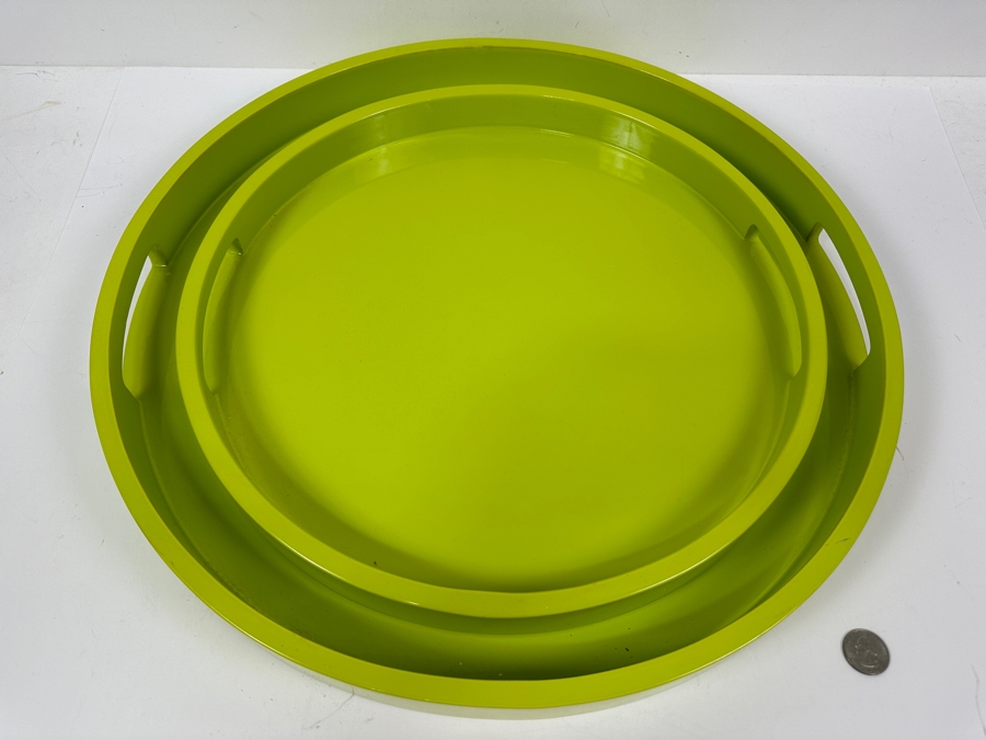 Pair Of Howard Elliott Collection Round Trays 19.5'W [Photo 2]