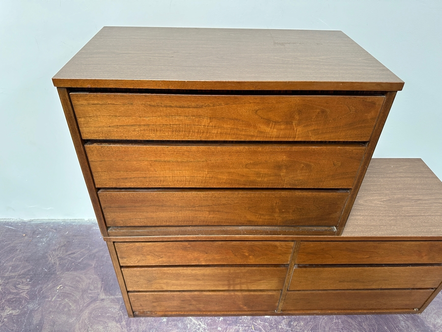 Mid-Century Modern Basset Furniture 6-Drawer Chest Of Drawers Dresser 52W X 18D X 21.5H & 3-Drawer Chest Of Drawer Dresser 32W X 18D X 21.5H [Photo 7]