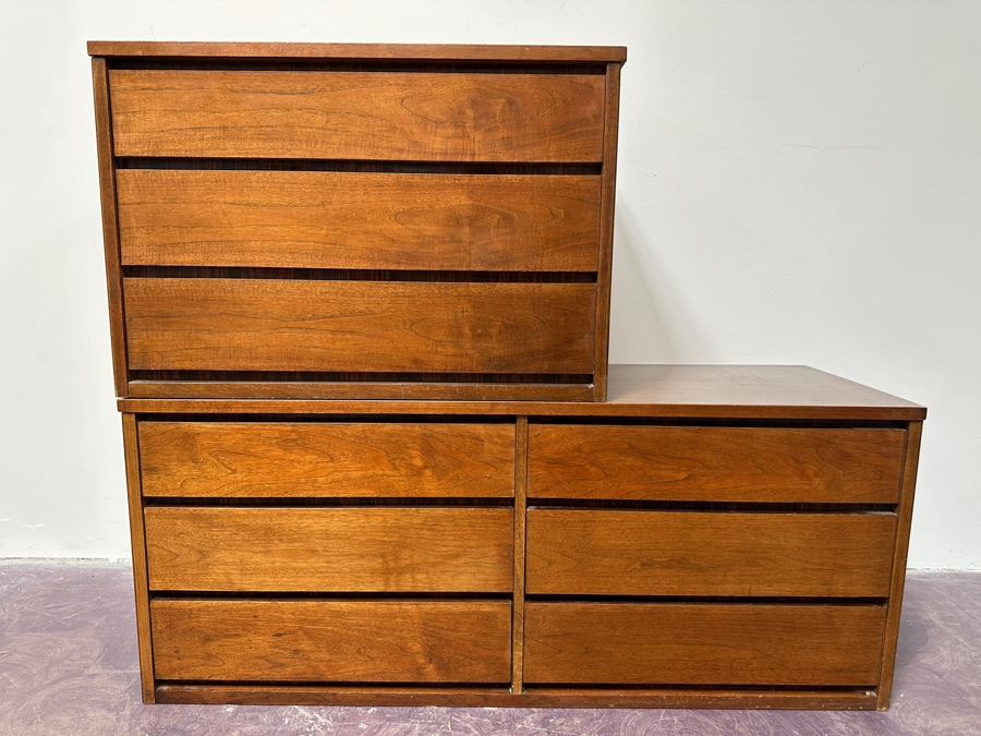 Mid-Century Modern Basset Furniture 6-Drawer Chest Of Drawers Dresser 52W X 18D X 21.5H & 3-Drawer Chest Of Drawer Dresser 32W X 18D X 21.5H [Photo 2]