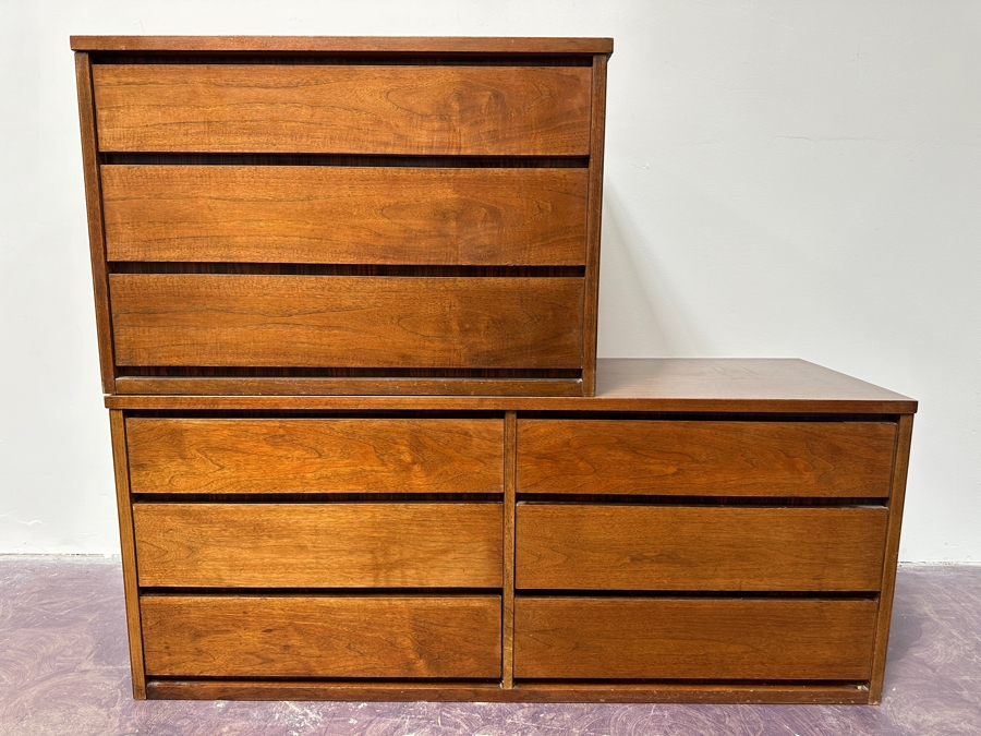Mid-Century Modern Basset Furniture 6-Drawer Chest Of Drawers Dresser 52W X 18D X 21.5H & 3-Drawer Chest Of Drawer Dresser 32W X 18D X 21.5H [Photo 3]