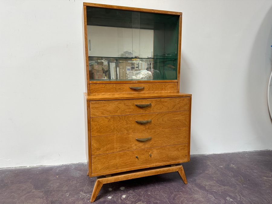Mid-Century Modern Small China Cabinet 34W X 19D X 59.5H [Photo 3]