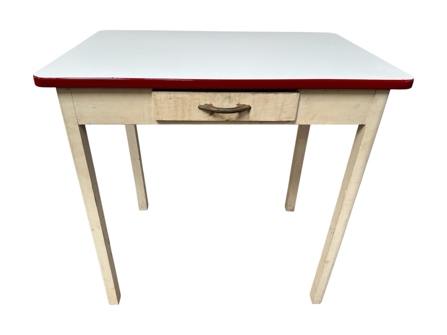 Vintage Enamel Top Kitchen Table 32W X 21D X 30H [Photo 1]