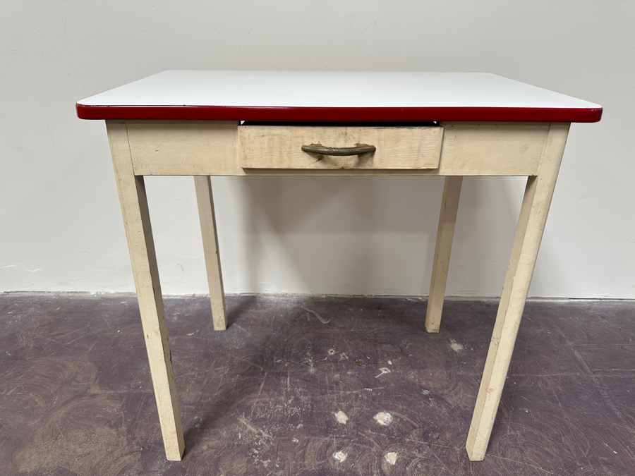 Vintage Enamel Top Kitchen Table 32W X 21D X 30H [Photo 2]