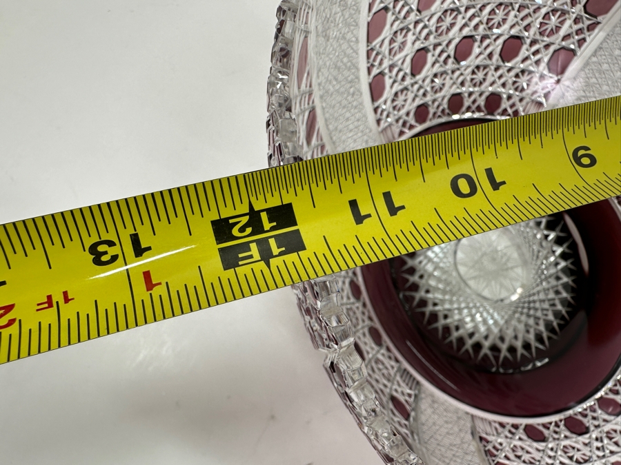 Just Added - Signed D. H. 1972 Amethyst Cut To Clear Crystal Centerpiece Bowl 11.5W X 6.5H [Photo 16]