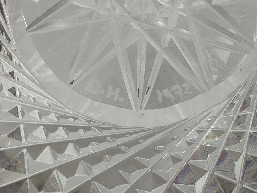 Just Added - Signed D. H. 1972 Amethyst Cut To Clear Crystal Centerpiece Bowl 11.5W X 6.5H [Photo 11]