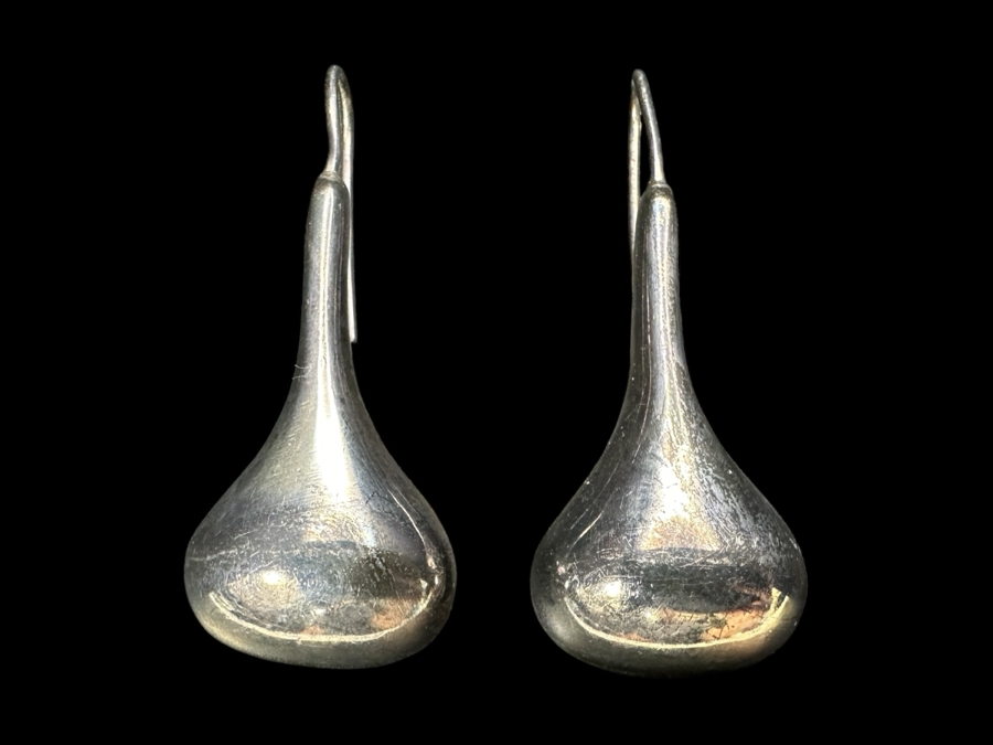 Just Added - Sterling Silver Mexican Modernist Teardrop Earrings 8.8g