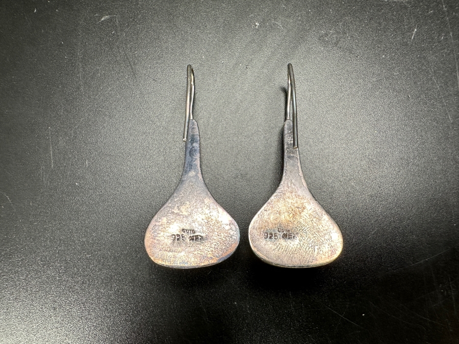 Just Added - Sterling Silver Mexican Modernist Teardrop Earrings 8.8g [Photo 2]