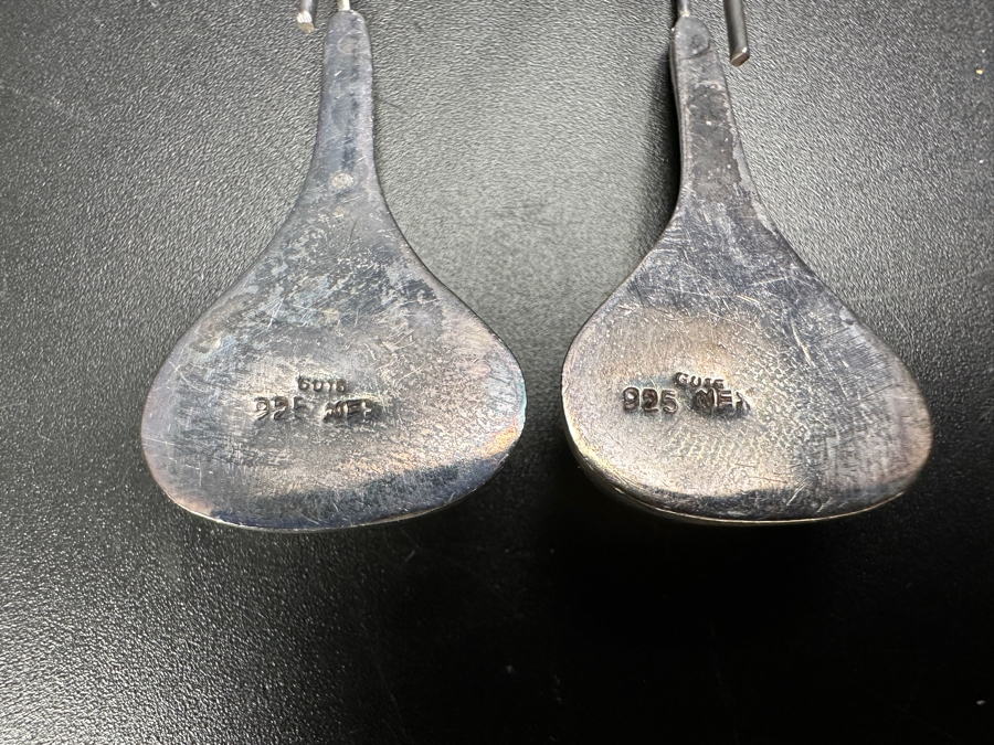 Just Added - Sterling Silver Mexican Modernist Teardrop Earrings 8.8g [Photo 3]